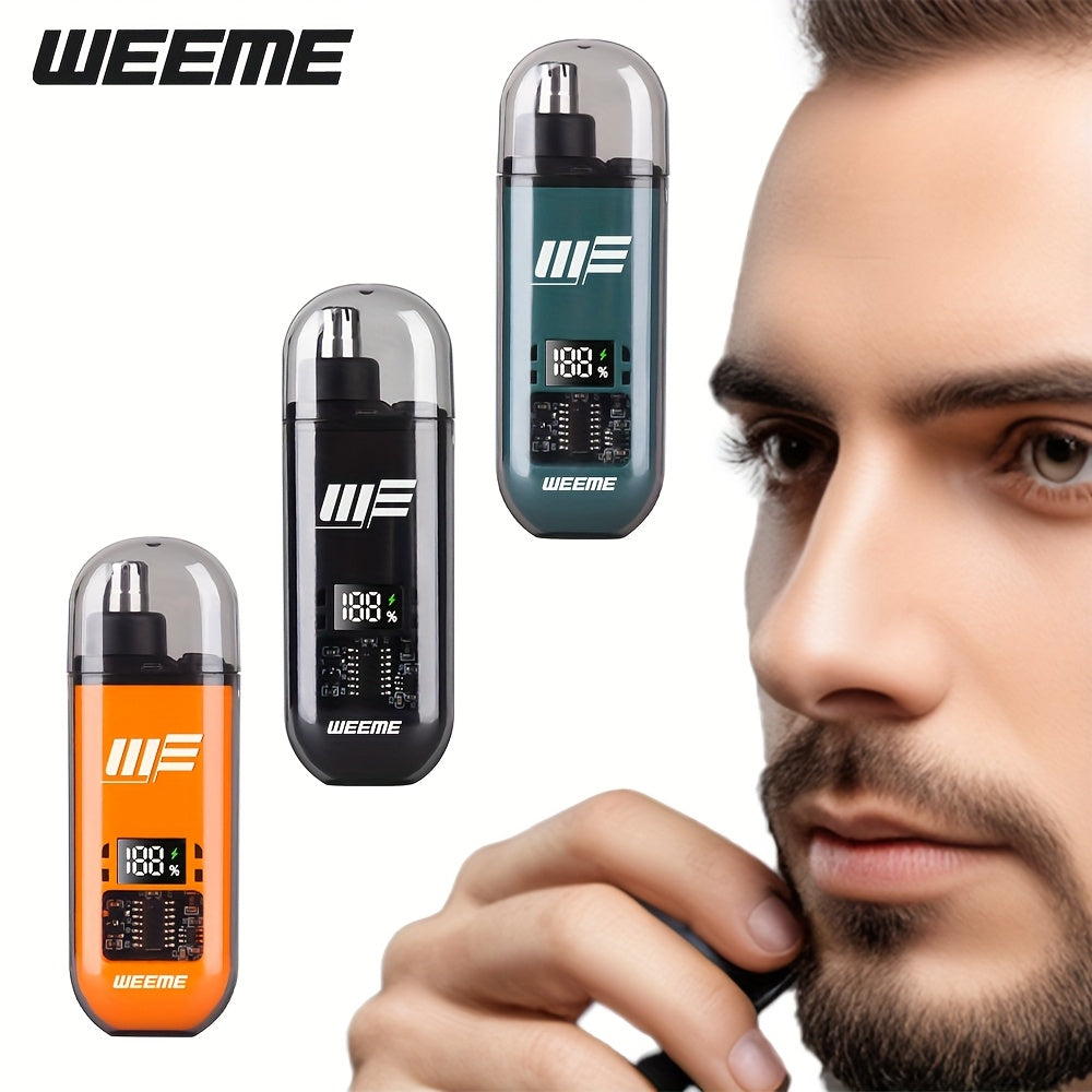 Men's USB Rechargeable Ear and Nose Trimmer with LCD Display in Orange Green Black