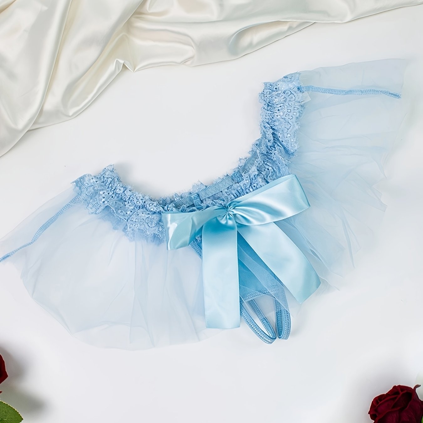 Women's Low-Waist Lace Panties with Bow for Valentine's Day Autumn Winter Set