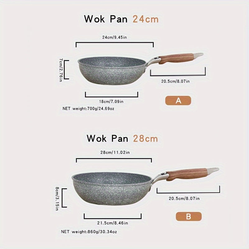 Yopishqoq bo'lmagan alyuminiy vok - Gaz va induksiya pechlari uchun mos, tozalash oson, uy oshxonalariga juda mos keladi