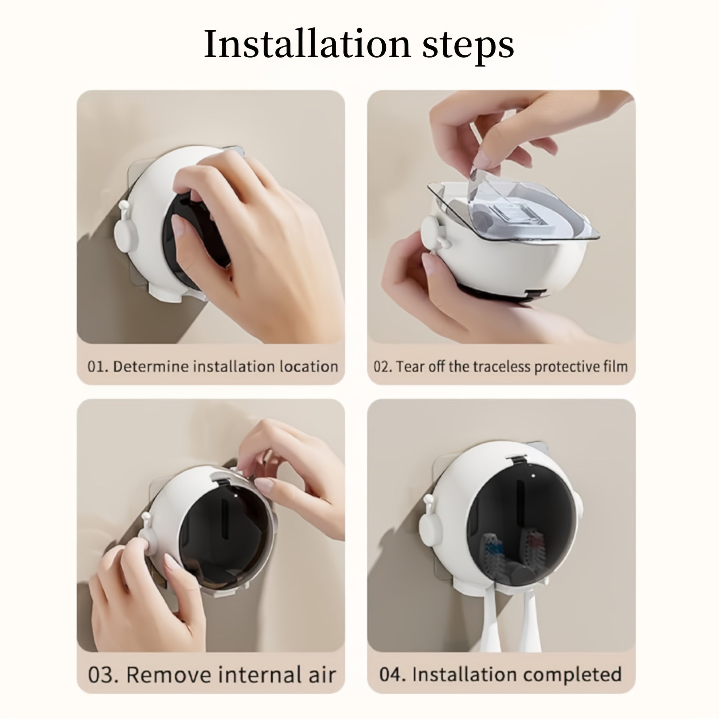 Wall-Mounted Electric Toothbrush Holder No-Drill Installation Hygienic Plastic Storage