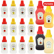Set of 12 Mini Sauce Bottles for Condiments and Spices for Office, Picnic, Kitchen