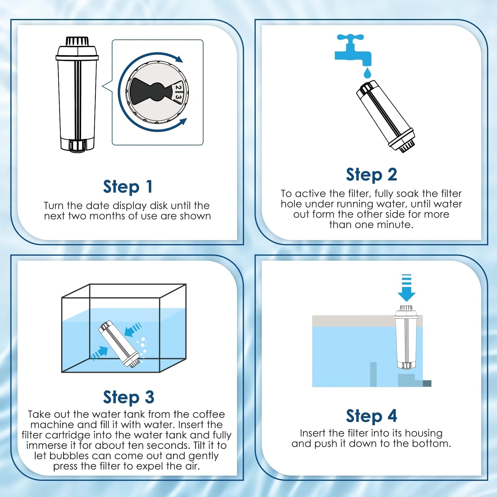Water Filter Pack 1/2pcs Coffee Machine Filter with Activated Carbon Softener