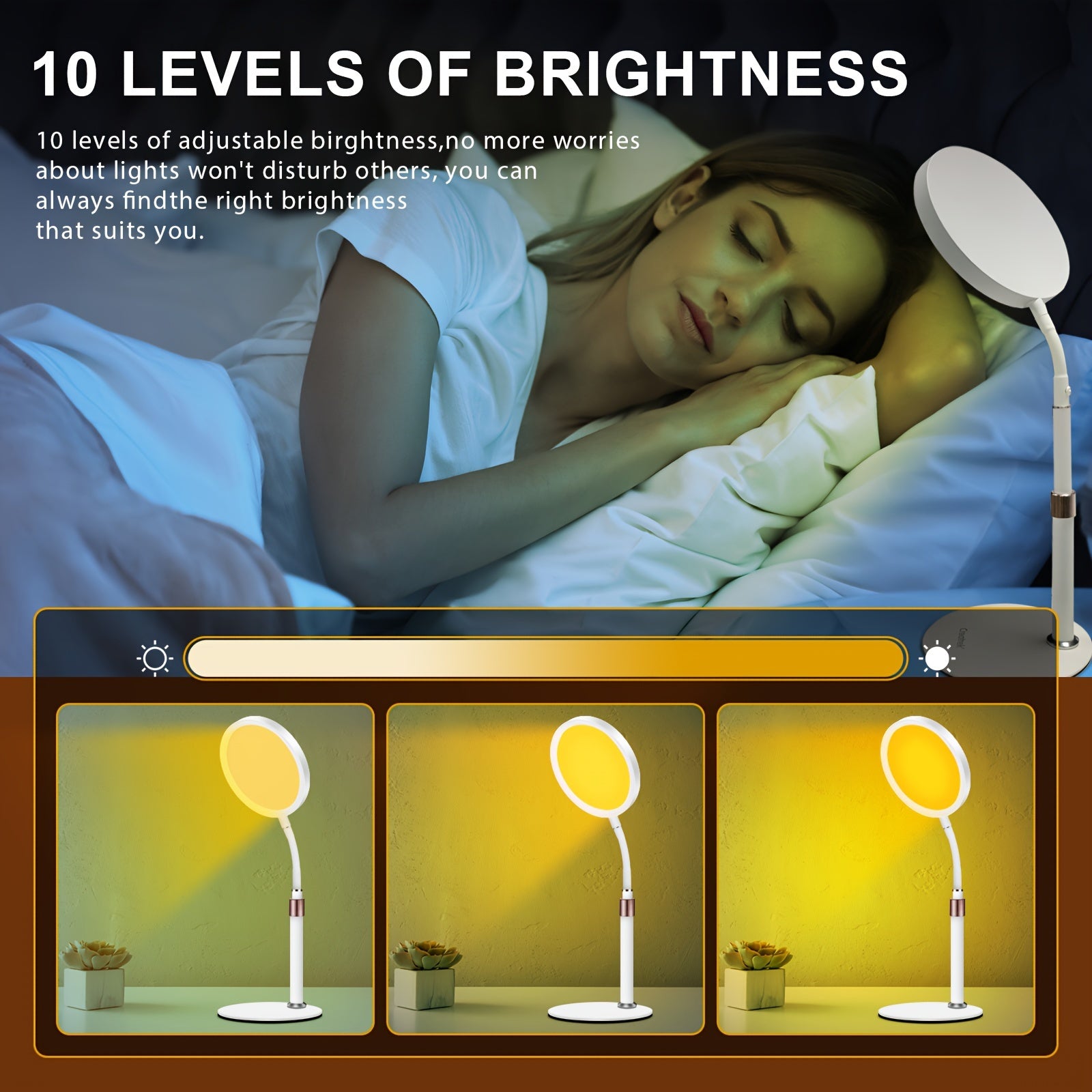 Lámpara de terapia de luz ámbar de mesa con temporizador y brillo ajustable para estudio, relajación, sueño, oficina, dormitorio