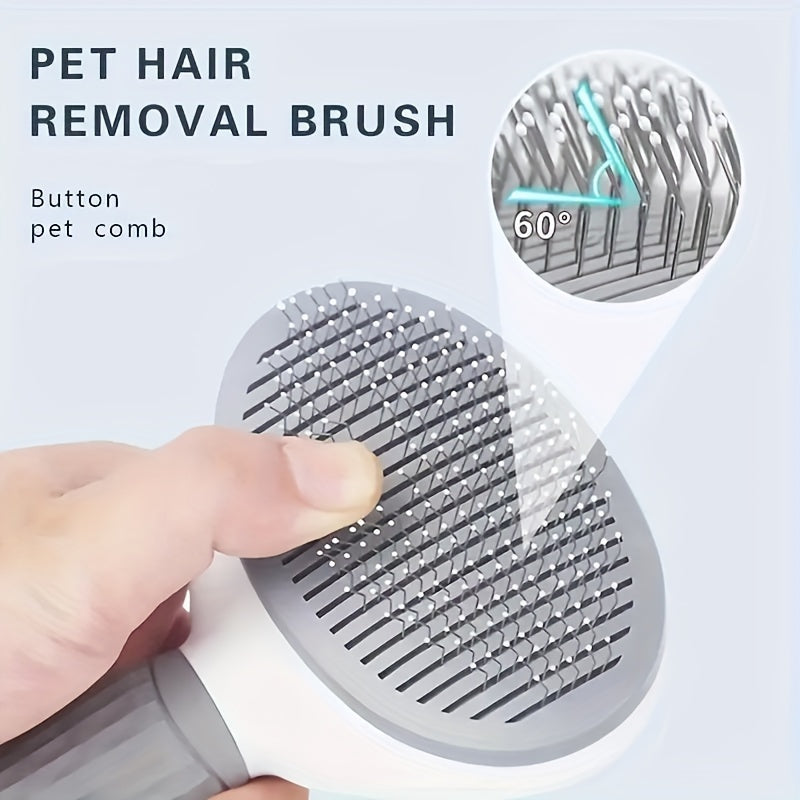 Pet Hair Removal Brush with Stainless Steel Bristles and Detangling Comb for Dogs and Cats