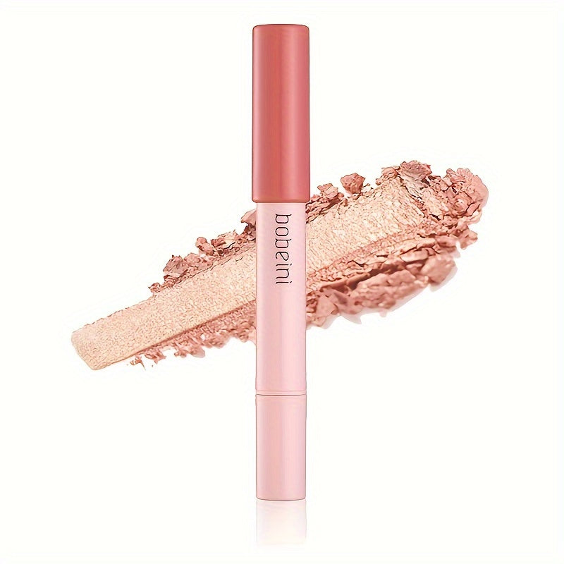 Barra de sombra de ojos con purpurina para mujer, a prueba de agua, fácil de usar, que ilumina en rosa nude