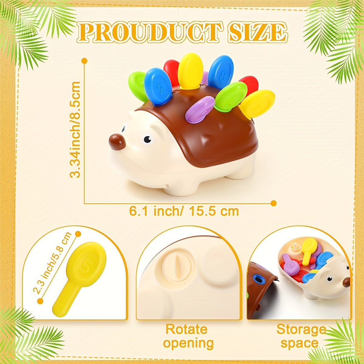 Educational Toy for 18M+ Hedgehog Splicing Plastic Focus and Hand-Eye Coordination Gift