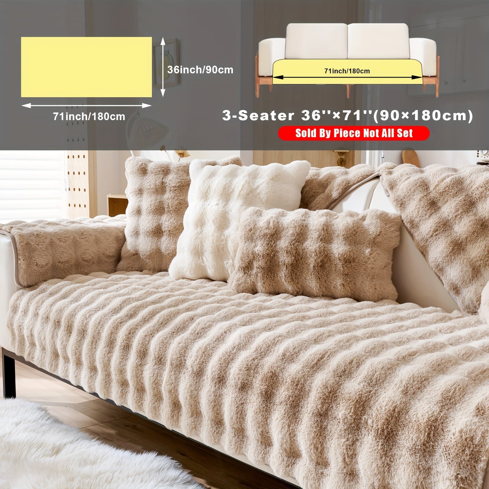 Накидка на диван из флиса для 2-4 местных диванов в 8 цветах, моющаяся в машине, дружелюбная к питомцам, современный дизайн