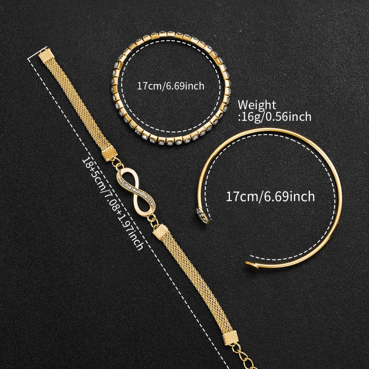 Women's Quartz Watch Set with Zinc Alloy Dial and Matching Bracelet 4 Pieces