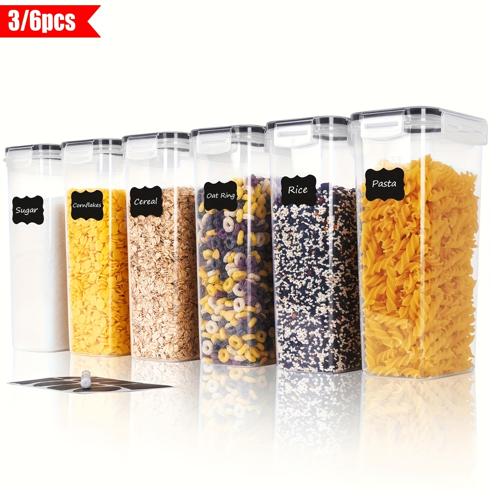 3/6pcs Airtight Food Storage Containers 81oz Large Pantry and RV Kitchen Organizer