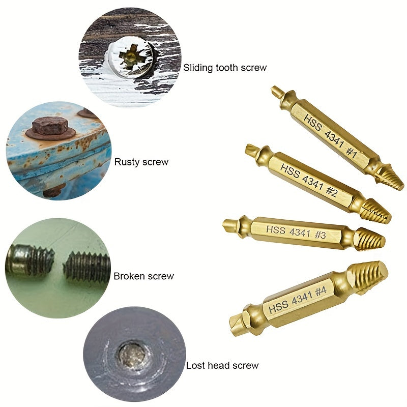6PCS Damaged Screw Extractor Set for Broken Stripped Screw Removal