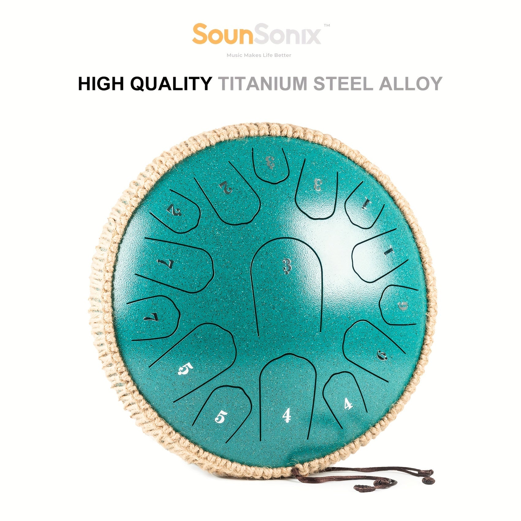 Steel Tongue Drum 33cm 15 Notes D Major Hand Pan with Mallets and Carry Bag