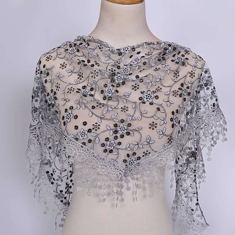 Women's Lace Triangle Veil and Scarf Set for Church Chapel Mantilla Style