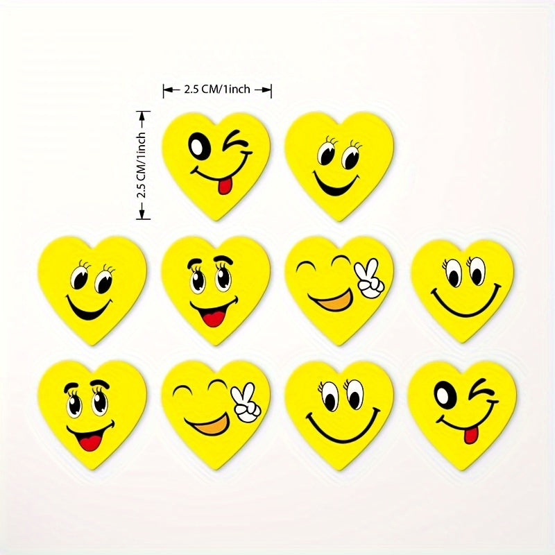 500 ta yurak shaklidagi tabassum stikerlari sovg'a yorliqlari, konvertlar va qutilar uchun, bayram qadoqlash va ofisda foydalanish uchun ideal.