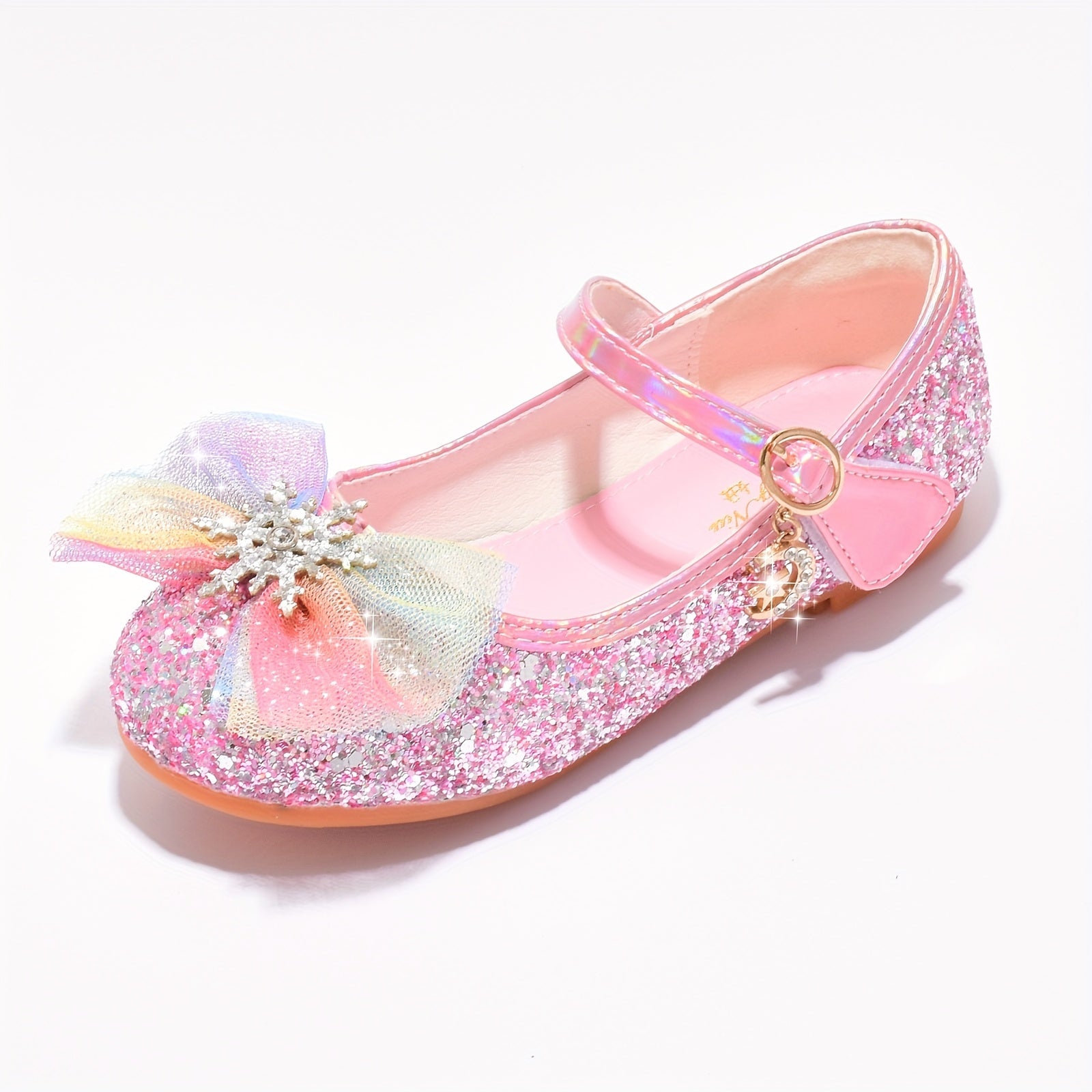 Girls' Blue Crystal Shoes with Non-Slip Soles for Little Princesses