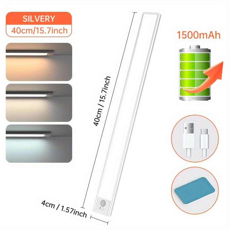 LED Motion Sensor Light for Cabinets Under Counter Closet Wardrobe with Rechargeable Battery