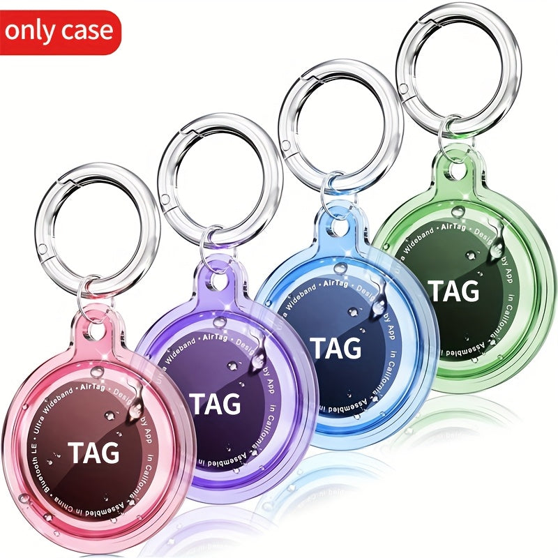 Set de 4 fundas impermeables para Airtag, a prueba de golpes y arañazos, con llavero para mascotas, bolsos y equipaje, transparente