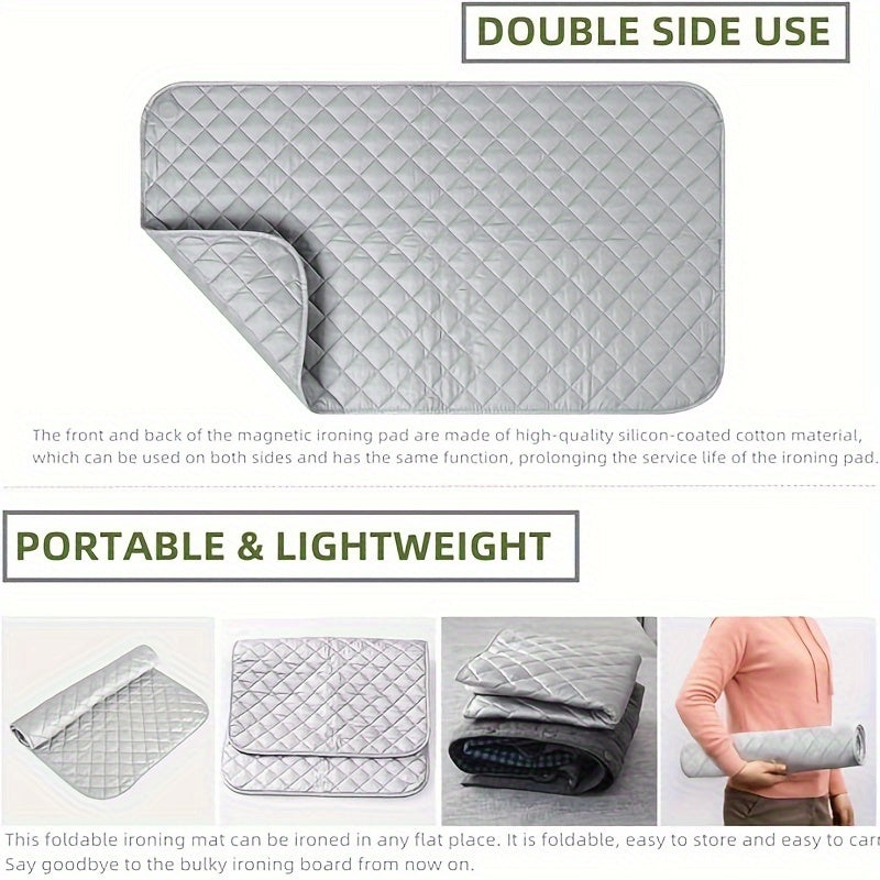 Magnetic Ironing Mat 83.82x45.72cm Waterproof Foldable Non-Slip Quilted PET