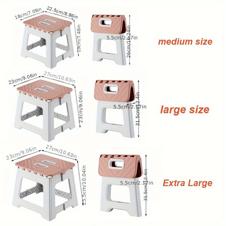 Taburete de plástico plegable de una pieza para uso exterior, asiento portátil y resistente para adultos