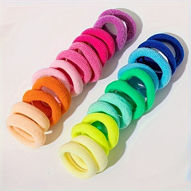 200 Colorful Soft Elastic Hair Ties for Girls Ponytails Set