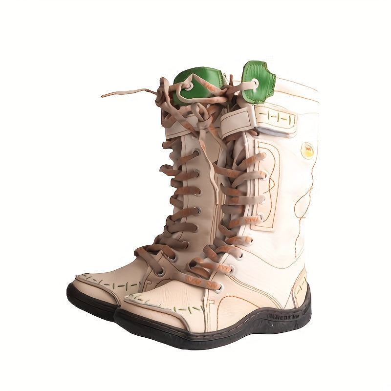 Women Mid-Calf Western Boots Solid Color Summer Winter Zipper Heel