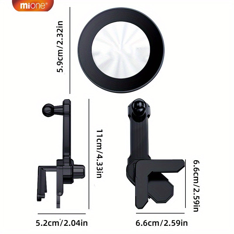 Magnetic Car Phone Holder ABS Silicone Dashboard Mount 360° Rotation