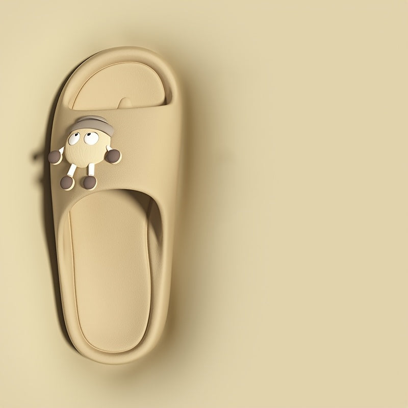 Women's Cartoon Bear Slip-On Slippers with Cushioned EVA Sole Black Red