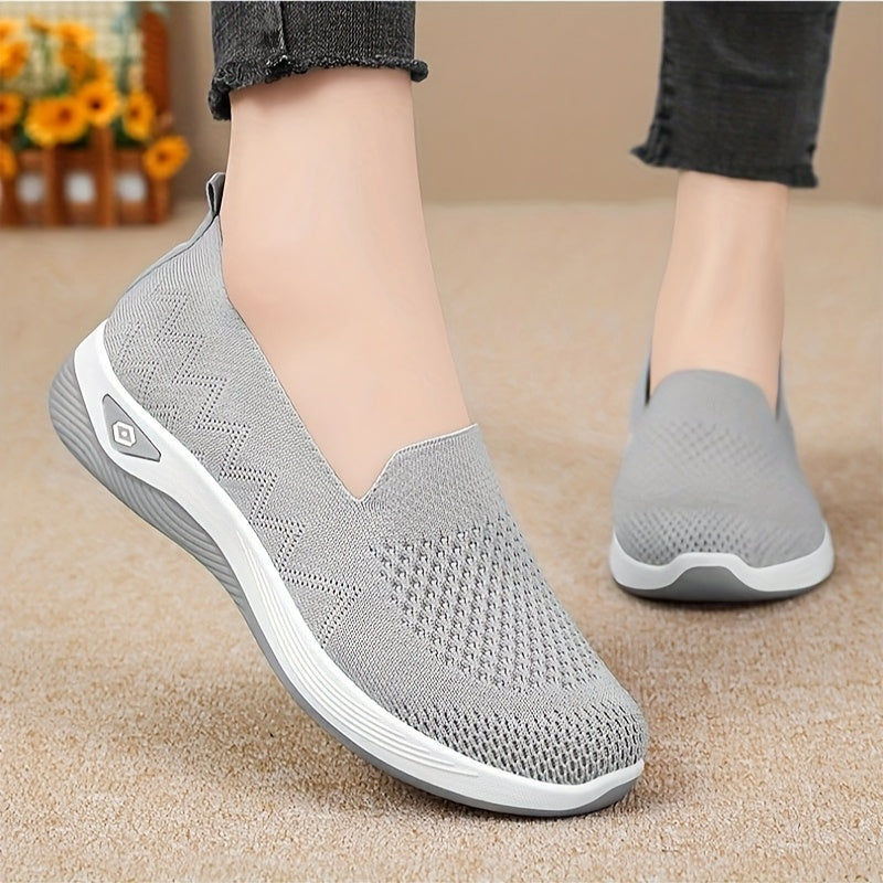 Women's Purple Slip-On Sneakers Breathable Fabric Casual Shoes