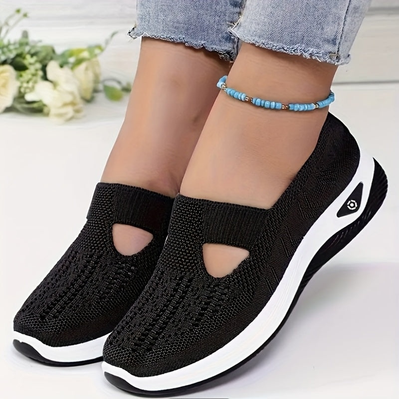 Women's Breathable Lightweight Casual Flyknit Slip-On Sports Shoes
