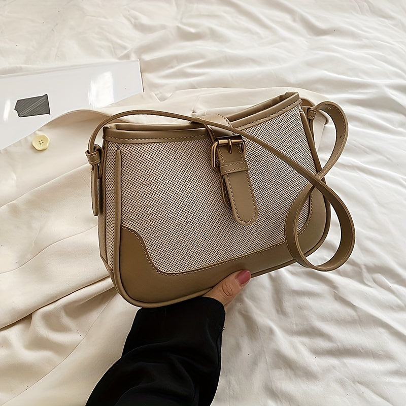 Женская сумка через плечо из синтетической кожи с регулируемым ремнем и застежкой на молнии. Универсальная сумка для покупок и отдыха. Элегантный аксессуар с аккуратной строчкой.