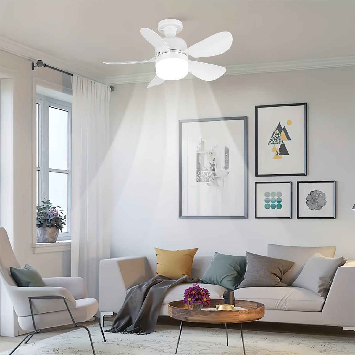 1 dona Zamonaviy Oq Shiftli Fan bilan Yorug'lik va Uzoqdan Boshqarish, Dimmable LED Yoritish, 3 tezlik sozlamasi, Turli xonalar uchun ichki plastmassa fan - Elektr tarmog'iga ulash talab qilinadi