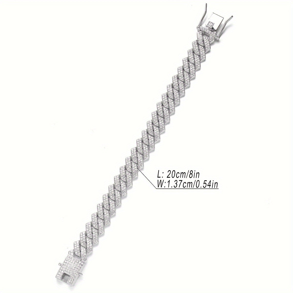 3 ta modali Bling Rhinestone Kuba zanjir bilaguzuklari to'plami, erkaklar va ayollar uchun, Hip Hop uslubidagi muzlatilgan bilaguzuk, qalin zanjir dizayni zargarlik.