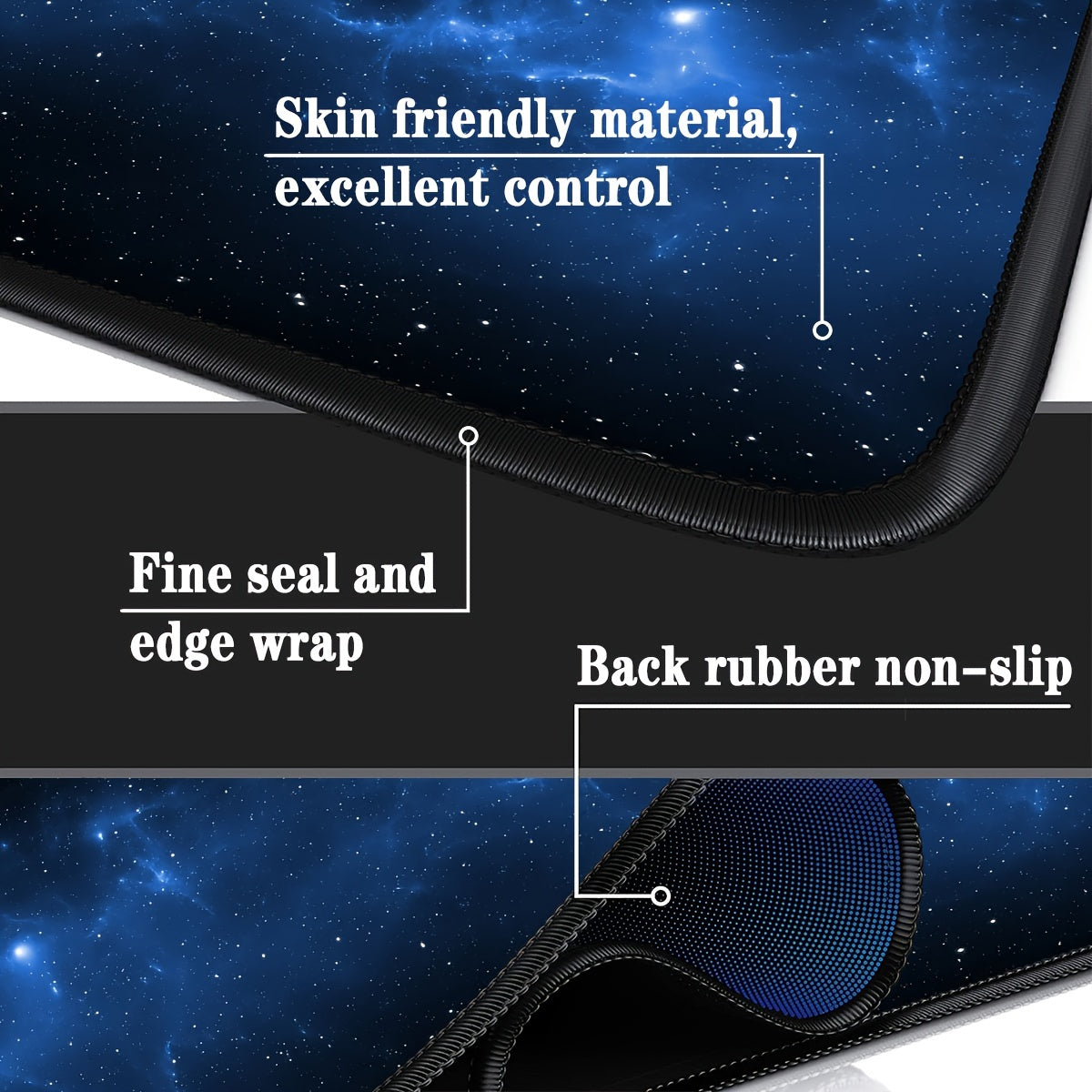 Alfombrilla de ratón de gran tamaño con cielo estrellado, antideslizante, de poliéster, para juegos, oficina, estudio, extra grande