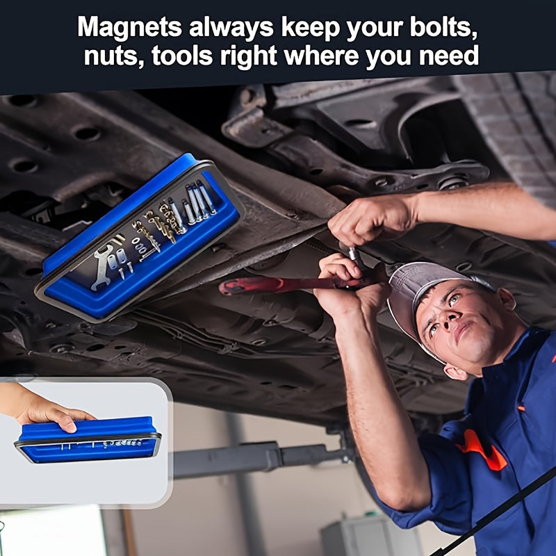 3Pc Magnetic Collapsible Parts Tray Set Silicone Tool Store Organizer