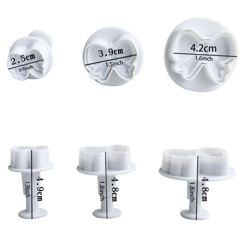 Set of 3 Bow Shaped Fondant Molds Cookie Cutters Baking Tools