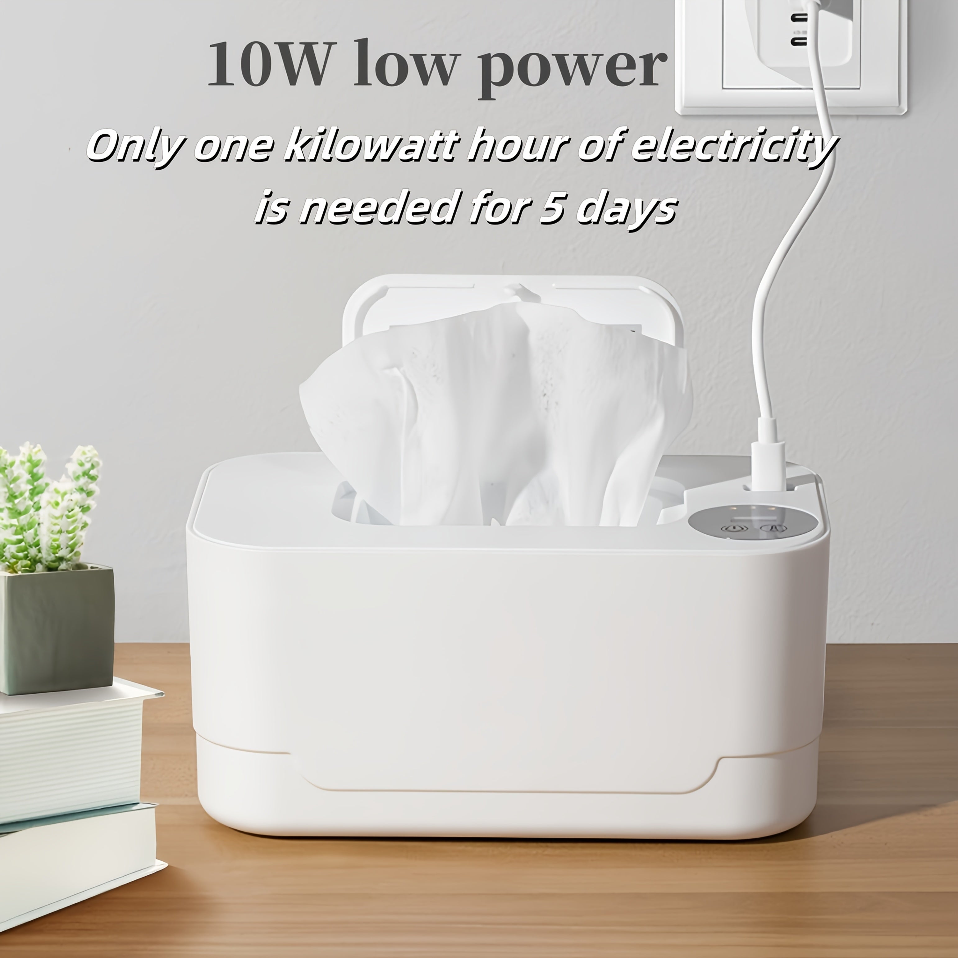 Dispensador portátil de toallitas húmedas alimentado por USB con calentamiento rápido y capacidad de 5 días