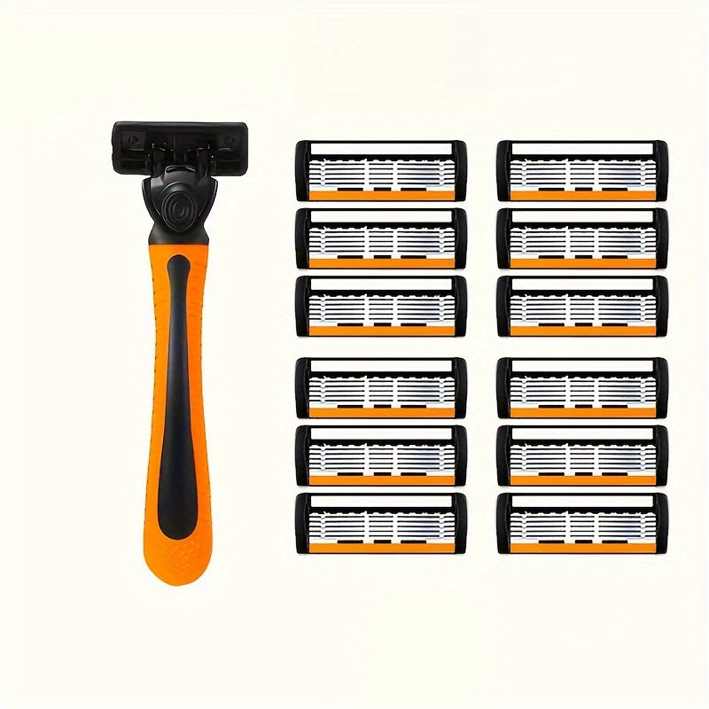 Men's Safety Razor Set with Non-Slip Metal Handle and Sharp Blades for Beard and Mustache Grooming