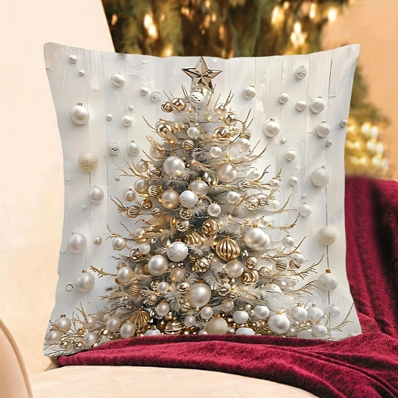 Christmas Tree Pillow Cover Reversible 44.96x44.96cm Polyester Sofa Living Room Decor