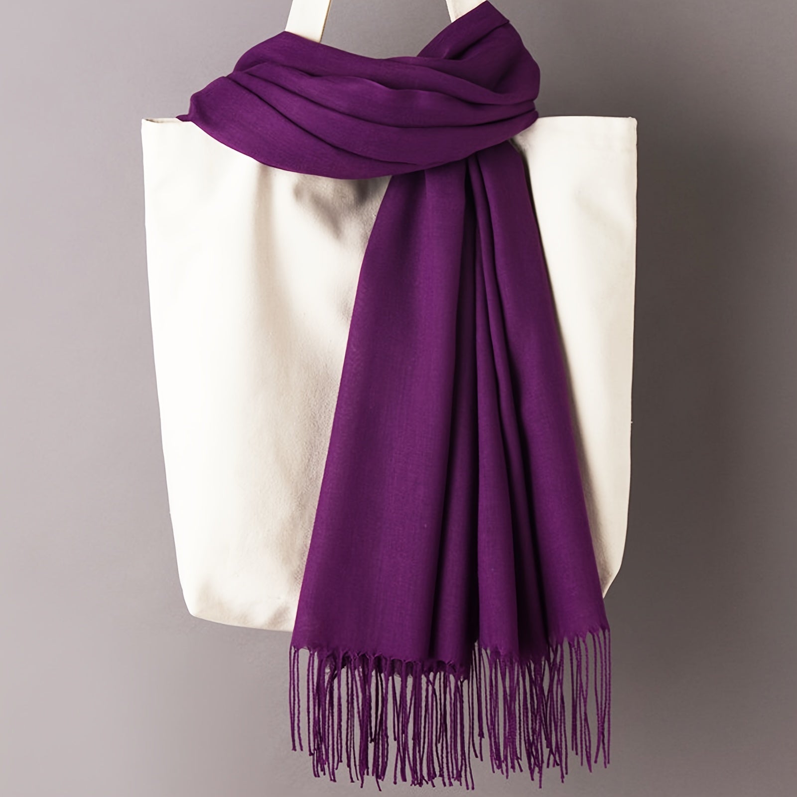 Lightweight Solid Color Scarf with Soft Tassels for Casual Outdoor Sun Protection