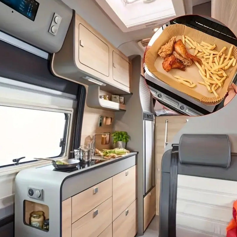 100 ta to'rtburchakli havo fritöz qog'ozi to'plami - Oson tozalash, oziq-ovqat qoldiqlaridan himoya qiladi va sog'lomroq pishirish uchun qo'shimcha xavfsizlik ta'minlaydi