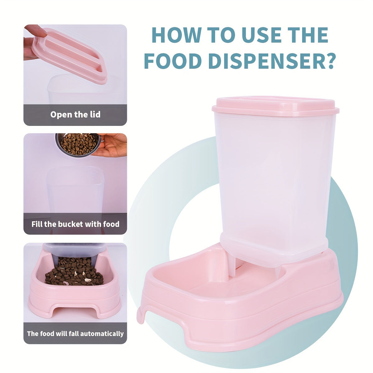 Large Capacity Automatic Pet Feeder for Cats and Dogs Non-Electric Indoor Use