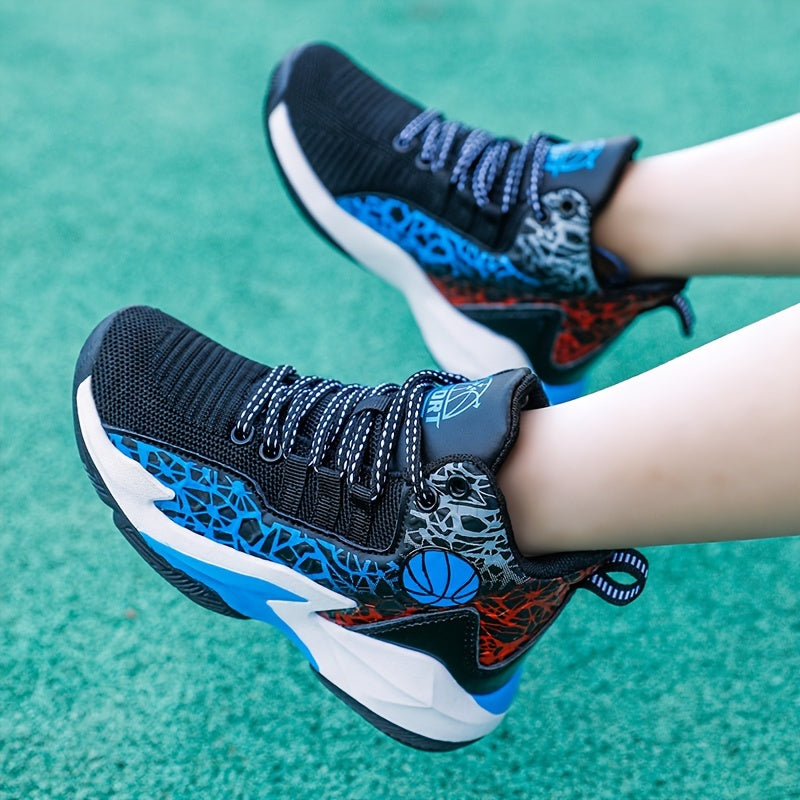 Kids' Mid-Top Athletic Sneakers with Stripe Pattern Breathable All-Season for Boys and Girls