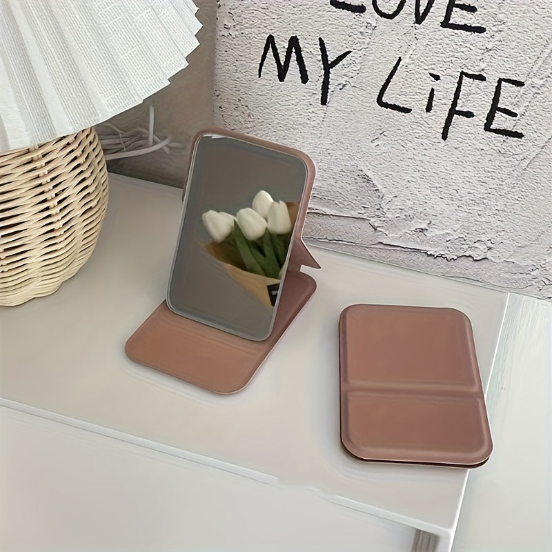 Портативное ручное зеркало для женщин, компактное складное зеркало для макияжа, стильный дорожный аксессуар