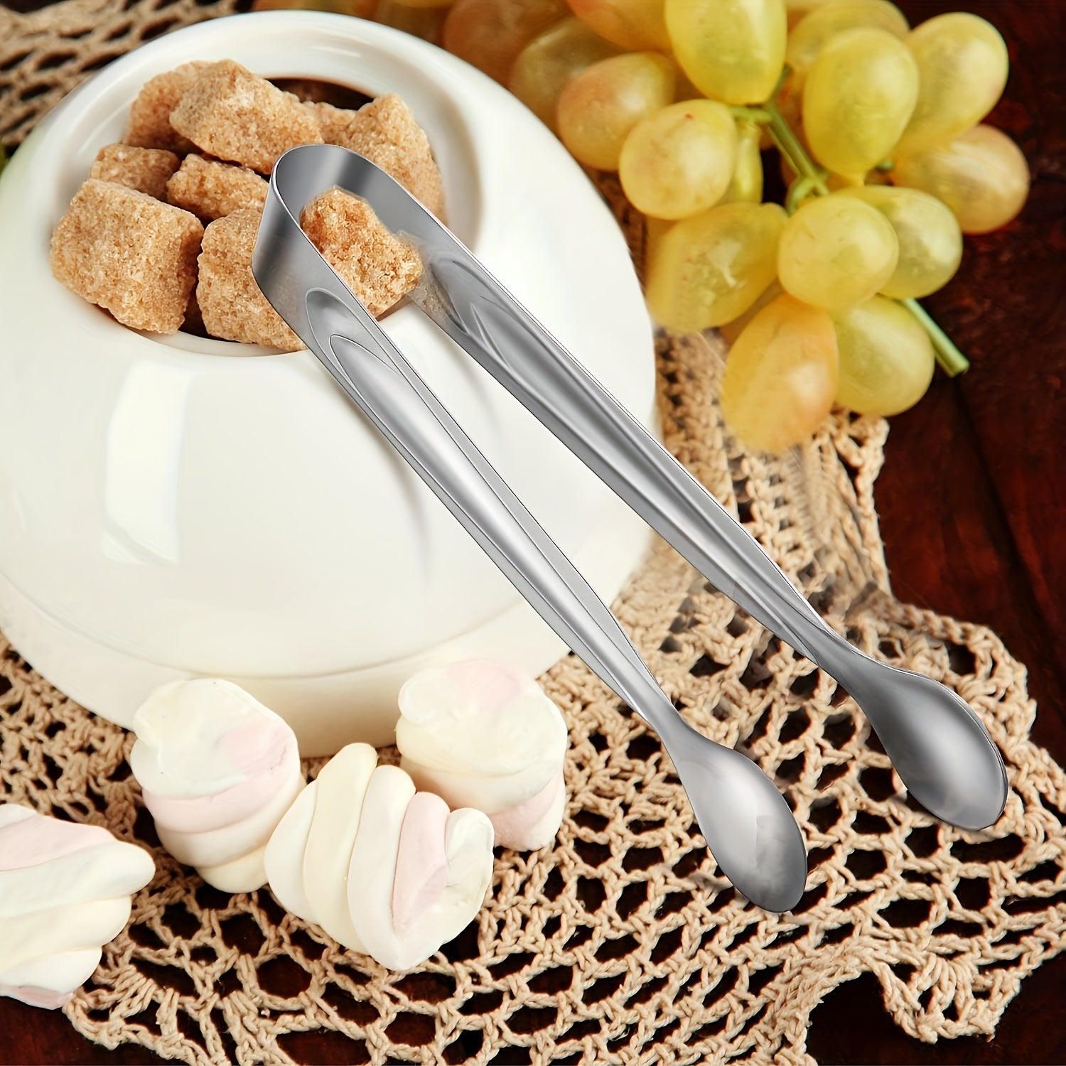 Set of 6 Stainless Steel Mini Serving Tongs for Appetizers, Sugars, and Ice