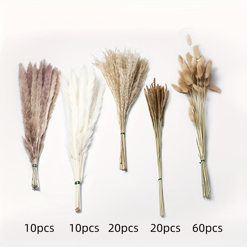 120 Pieces Dried Pampas Grass Natural White Beige Boho Decor Wedding Centerpiece