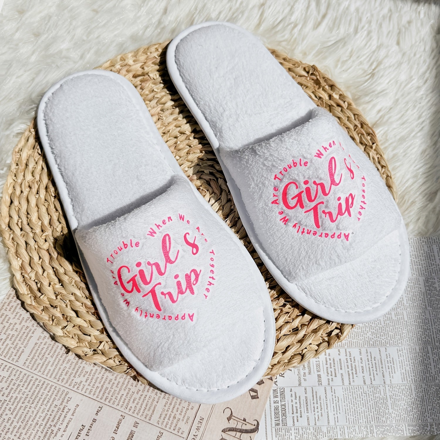 Women's Printed Lightweight Open-Toe Slippers with Soft Fabric and EVA Sole