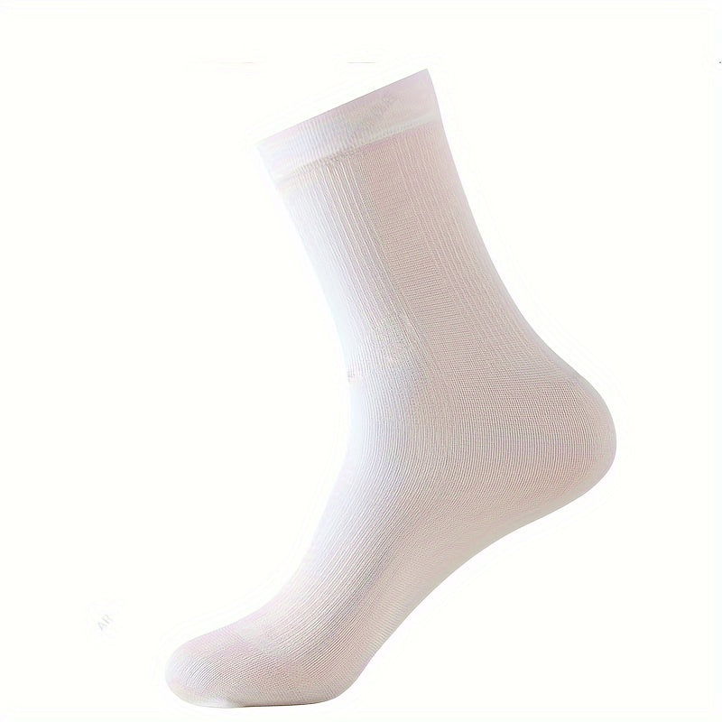 Men's Summer Thin Breathable Mid-Calf Business Socks Pack of 5