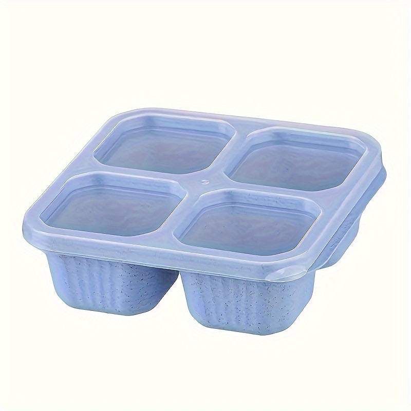 Reusable BPA-Free Meal Prep Container with Transparent Lid, 4 Compartments, Wheat Straw