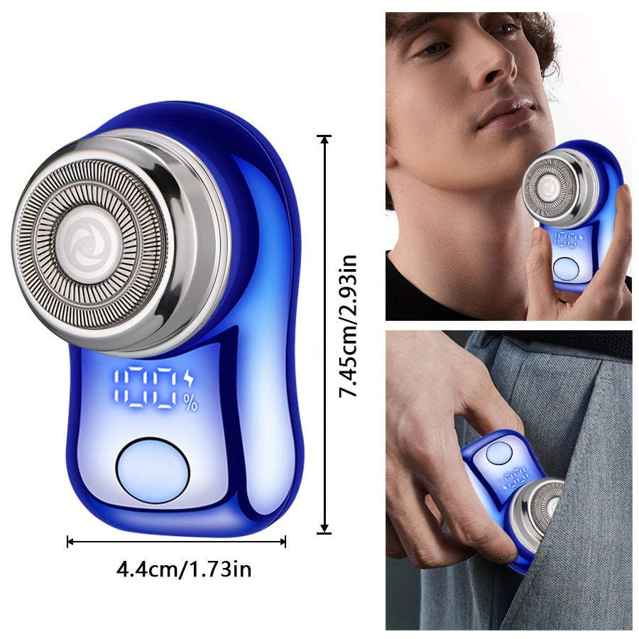 Men's Electric Razor USB Rechargeable LED Display Quick Charge Stainless Steel Spiral Shaver Travel Gift