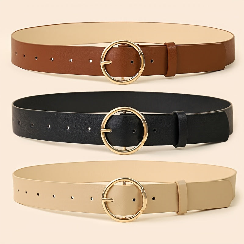 Women's PU Leather Skinny Belts Set with Metal Buckle, Solid Color, Thin Waist Belts for Pants Jeans Dresses