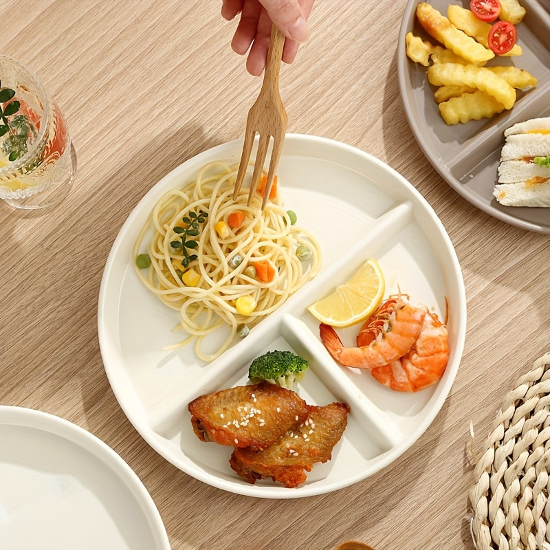 Platos con compartimentos de plástico 1/2/4 piezas redondos con 3 compartimentos aptos para microondas y lavavajillas